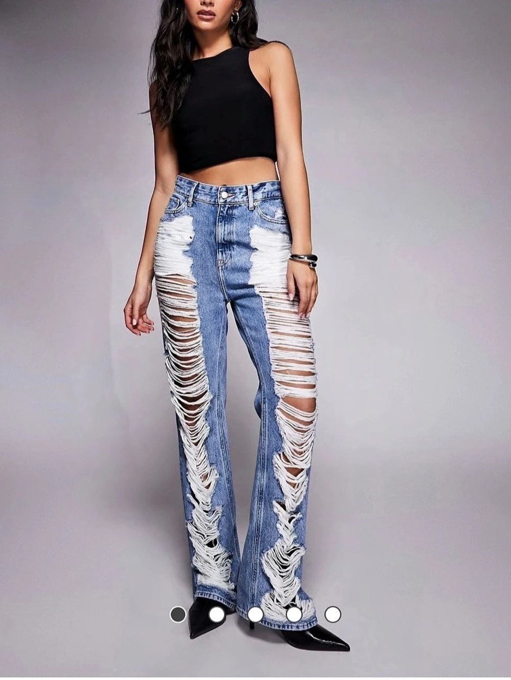 Good American The Khlóe Jean Straight Leg Jeans Blue & White Size 4